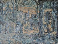 La carrozza  Francobolli incollati su MDF - 17 x 23